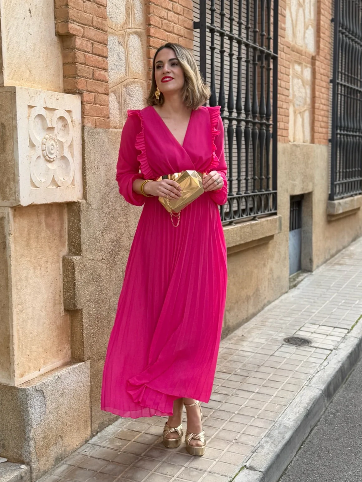 Vestido plisado fucsia | Lucia - Image 4
